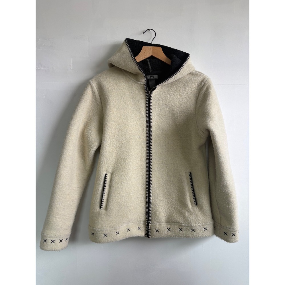 Vintage REI Coop boiled wool hooded jacket Whipstitch Gorpcore Granola W-M cream